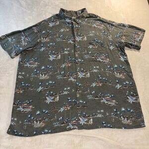 Batik Bay Mens 3XLT Rayon Tropical Island Palm Tree‎ Surfboard Button Down Shirt